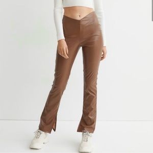 H&M Brown Leather Flare Pants